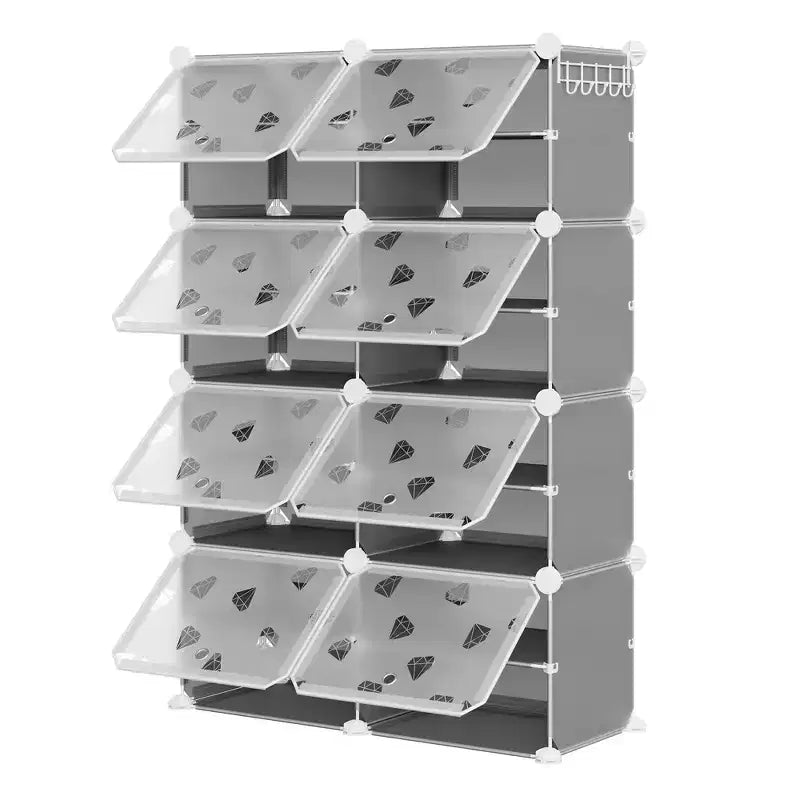 Expandable 8-Tier Shoe Rack Organizer with Door Holds 32 Pairs Detachable Shoe Storage Cabinet Space-Saving Entryway & Bedroom Organizer