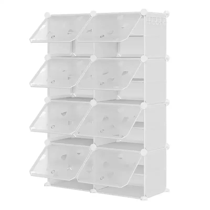 Expandable 8-Tier Shoe Rack Organizer with Door Holds 32 Pairs Detachable Shoe Storage Cabinet Space-Saving Entryway & Bedroom Organizer