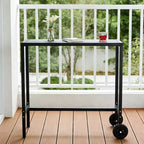 Mobile Outdoor Bar Table with Wheels Waterproof Metal Top, Adjustable Leveling Feet, Sturdy Counter Height for Patio,Yard, Poolside Black, 39Inch