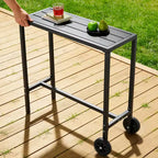 Mobile Outdoor Bar Table with Wheels Waterproof Metal Top, Adjustable Leveling Feet, Sturdy Counter Height for Patio,Yard, Poolside Black, 39Inch