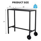 Mobile Outdoor Bar Table with Wheels Waterproof Metal Top, Adjustable Leveling Feet, Sturdy Counter Height for Patio,Yard, Poolside Black, 39Inch