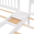 Lit superposé en bois, lit du haut double et lit du bas simple, avec 6 tiroirs et escalier.