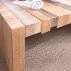 Modern Rustic Rectangular Wood Coffee Table with Slatted Design