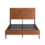 Full/Queen/King Size Upholstered Bed with Headboard, Metal Platform Bed Frame with Under Bed Storage,Antique Brown