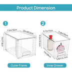6 Pack Clear Acrylic Stackable Storage Drawers, for Bathroom Closet Undersink, Kitchen Cabinets, Pantry and Vanity