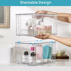 6 Pack Clear Acrylic Stackable Storage Drawers, for Bathroom Closet Undersink, Kitchen Cabinets, Pantry and Vanity