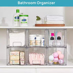 6 Pack Clear Acrylic Stackable Storage Drawers, for Bathroom Closet Undersink, Kitchen Cabinets, Pantry and Vanity