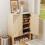 44.5 Tall 5-Tier Fluted Shoe Cabinet with Doors, Modern Shoe Storage Unit with Adjustable Shelves Freestanding for Entryway Hallway