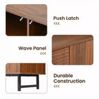 Premium Walnut Mid-Century Sideboard with Geometric Carved Doors
