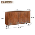 Premium Walnut Mid-Century Sideboard with Geometric Carved Doors