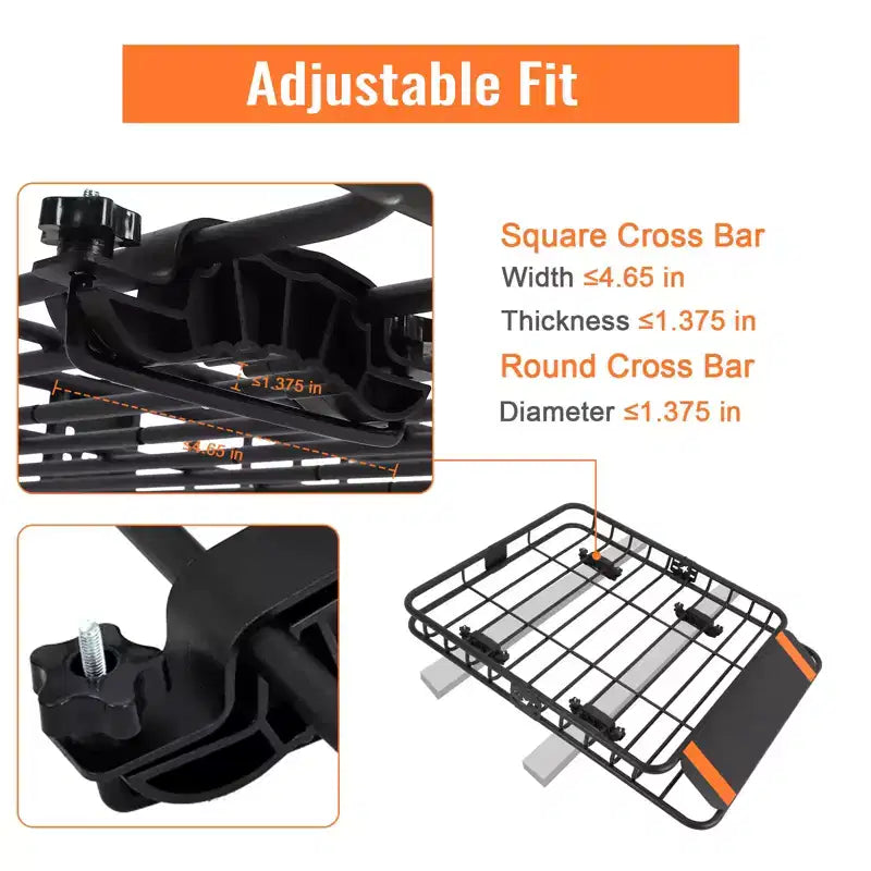Roof Rack, Rooftop Cargo Carrier Steel Basket, Car Top Luggage Holder for SUV and Pick Up Trucks, 200 lb. Capacity