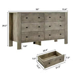 Grande commode 6 tiroirs pour chambre à coucher, meuble de rangement moderne en bois avec tiroirs profonds, poignées métalliques, idéale pour chambre d'enfant, entrée, couloir