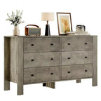 Grande commode 6 tiroirs pour chambre à coucher, meuble de rangement moderne en bois avec tiroirs profonds, poignées métalliques, idéale pour chambre d'enfant, entrée, couloir
