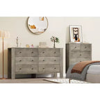 Grande commode 6 tiroirs pour chambre à coucher, meuble de rangement moderne en bois avec tiroirs profonds, poignées métalliques, idéale pour chambre d'enfant, entrée, couloir