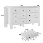 Grande commode 6 tiroirs pour chambre à coucher, meuble de rangement moderne en bois avec tiroirs profonds, poignées métalliques, idéale pour chambre d'enfant, entrée, couloir