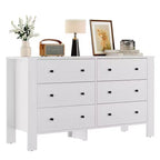 Grande commode 6 tiroirs pour chambre à coucher, meuble de rangement moderne en bois avec tiroirs profonds, poignées métalliques, idéale pour chambre d'enfant, entrée, couloir