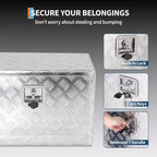Underbody Truck Tool Box, Aluminum Diamond Plate Lockable Storage Box, Waterproof T-Handle Latch