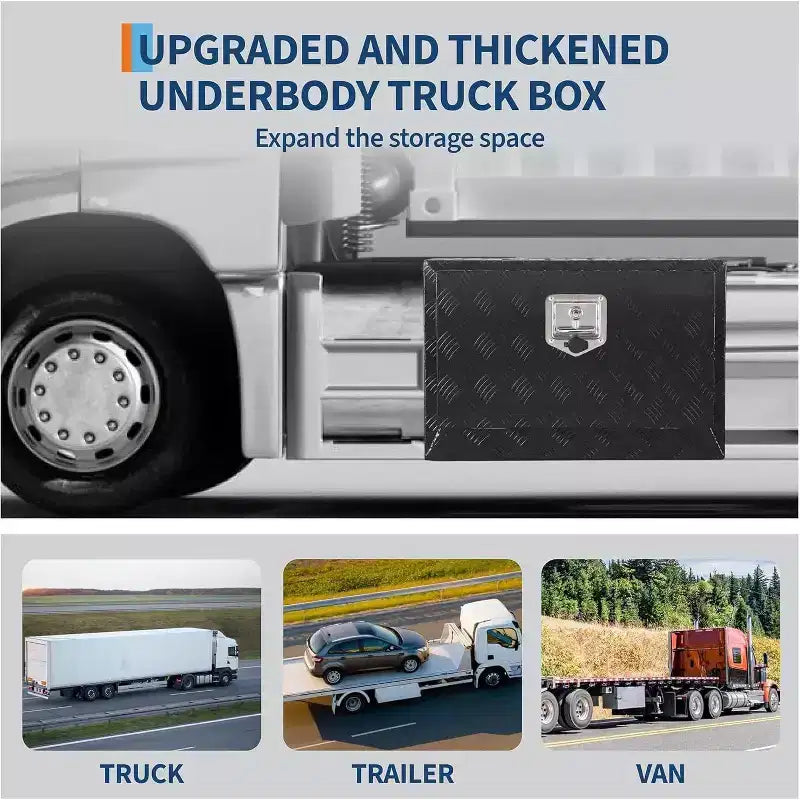 Underbody Truck Tool Box, Aluminum Diamond Plate Lockable Storage Box, Waterproof T-Handle Latch