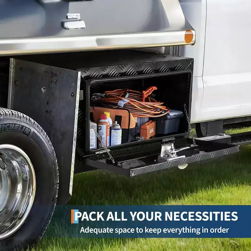 Underbody Truck Tool Box, Aluminum Diamond Plate Lockable Storage Box, Waterproof T-Handle Latch