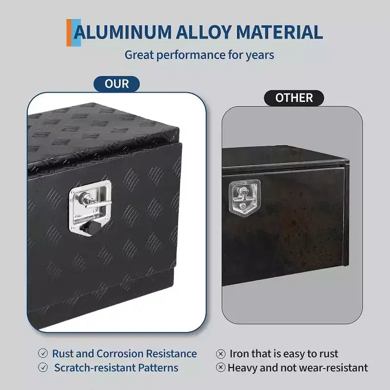 Underbody Truck Tool Box, Aluminum Diamond Plate Lockable Storage Box, Waterproof T-Handle Latch