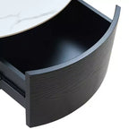 Modern Round Coffee Table with Sintered Stone Top, 2 Drawers & Rolling Casters