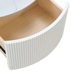 Modern Round Coffee Table with Sintered Stone Top, 2 Drawers & Rolling Casters
