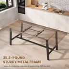 63-83 Extendable Industrial Dining Table for 6-8 People - Heavy Duty Metal Frame Expandable Kitchen Table for Dining Room, Kitchen & Parties