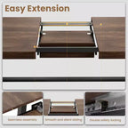 63-83 Extendable Industrial Dining Table for 6-8 People - Heavy Duty Metal Frame Expandable Kitchen Table for Dining Room, Kitchen & Parties