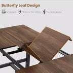 63-83 Extendable Industrial Dining Table for 6-8 People - Heavy Duty Metal Frame Expandable Kitchen Table for Dining Room, Kitchen & Parties