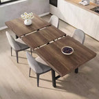 63-83 Extendable Industrial Dining Table for 6-8 People - Heavy Duty Metal Frame Expandable Kitchen Table for Dining Room, Kitchen & Parties