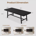 63-83 Extendable Industrial Dining Table for 6-8 People - Heavy Duty Metal Frame Expandable Kitchen Table for Dining Room, Kitchen & Parties