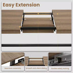 63-83 Extendable Industrial Dining Table for 6-8 People - Heavy Duty Metal Frame Expandable Kitchen Table for Dining Room, Kitchen & Parties