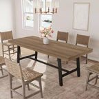 63-83 Extendable Industrial Dining Table for 6-8 People - Heavy Duty Metal Frame Expandable Kitchen Table for Dining Room, Kitchen & Parties
