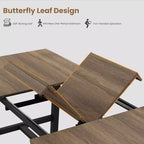 63-83 Extendable Industrial Dining Table for 6-8 People - Heavy Duty Metal Frame Expandable Kitchen Table for Dining Room, Kitchen & Parties