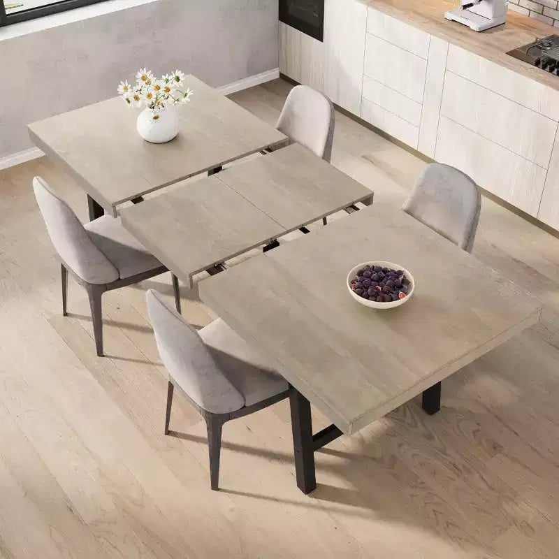 63-83 Extendable Industrial Dining Table for 6-8 People - Heavy Duty Metal Frame Expandable Kitchen Table for Dining Room, Kitchen & Parties