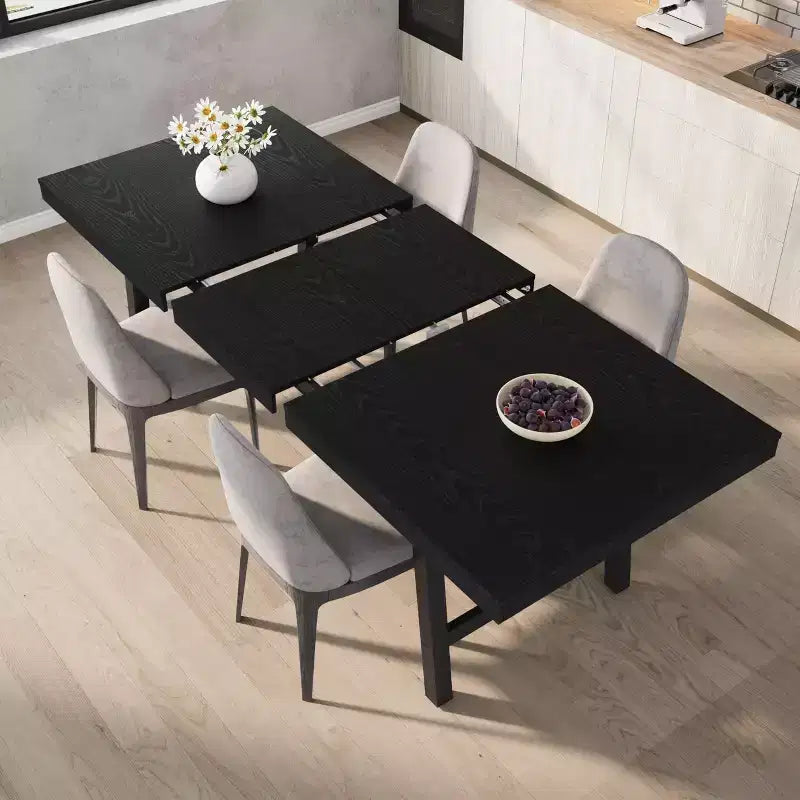 63-83 Extendable Industrial Dining Table for 6-8 People - Heavy Duty Metal Frame Expandable Kitchen Table for Dining Room, Kitchen & Parties