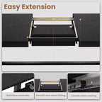 63-83 Extendable Industrial Dining Table for 6-8 People - Heavy Duty Metal Frame Expandable Kitchen Table for Dining Room, Kitchen & Parties