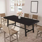 63-83 Extendable Industrial Dining Table for 6-8 People - Heavy Duty Metal Frame Expandable Kitchen Table for Dining Room, Kitchen & Parties