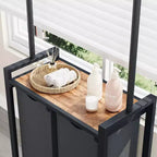 Rolling Laundry Sorter Cart with Iron Hanging Rod, 2-Section Metal Utility Shelf, Lockable Wheels, Multi-Pocket Basket for Laundry, Bedroom, Bathroom