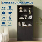 Bibliothèque haute à 5 étagères avec portes et tiroir de 80 cm de large, étagère autoportante moderne, meuble de rangement réglable pour bureau ou salon
