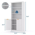 Bibliothèque haute à 5 étagères avec portes et tiroir de 80 cm de large, étagère autoportante moderne, meuble de rangement réglable pour bureau ou salon