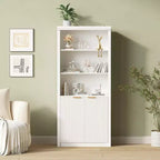 Bibliothèque haute à 5 étagères avec portes et tiroir de 80 cm de large, étagère autoportante moderne, meuble de rangement réglable pour bureau ou salon