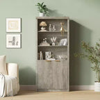 Bibliothèque haute à 5 étagères avec portes et tiroir de 80 cm de large, étagère autoportante moderne, meuble de rangement réglable pour bureau ou salon