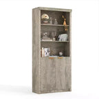 Bibliothèque haute à 5 étagères avec portes et tiroir de 80 cm de large, étagère autoportante moderne, meuble de rangement réglable pour bureau ou salon