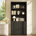 Bibliothèque haute à 5 étagères avec portes et tiroir de 80 cm de large, étagère autoportante moderne, meuble de rangement réglable pour bureau ou salon