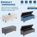 50.8 Storage Ottoman Bench, Tufted Upholstered End of Bed Storage Bench, Flip Top Entryway Bench with Safety Slow-Close Hinge for Living Room