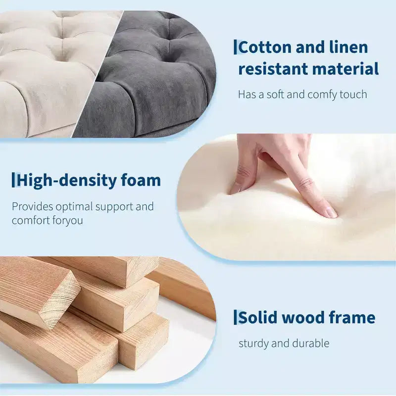 50.8 Storage Ottoman Bench, Tufted Upholstered End of Bed Storage Bench, Flip Top Entryway Bench with Safety Slow-Close Hinge for Living Room