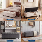 50.8 Storage Ottoman Bench, Tufted Upholstered End of Bed Storage Bench, Flip Top Entryway Bench with Safety Slow-Close Hinge for Living Room