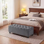 50.8 Storage Ottoman Bench, Tufted Upholstered End of Bed Storage Bench, Flip Top Entryway Bench with Safety Slow-Close Hinge for Living Room