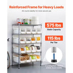 5-Tier Rolling Bin Storage Rack, 16 Organizer Bins, Bin Rack Storage Steel Wire Shelving System with Wheels, Mobile Tool Organizer,Silver+White
